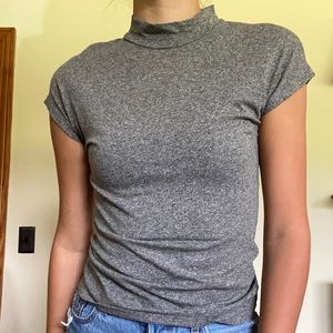 Grey mock neck tee shirt